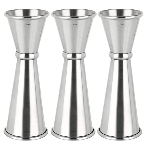 3PCS Double Jigger & Cocktail Jiggers Stainless Steel 1 OZ X 2 OZ Alcohol Measuring Tools